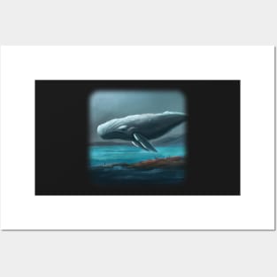 Whale floating in the sky Posters and Art